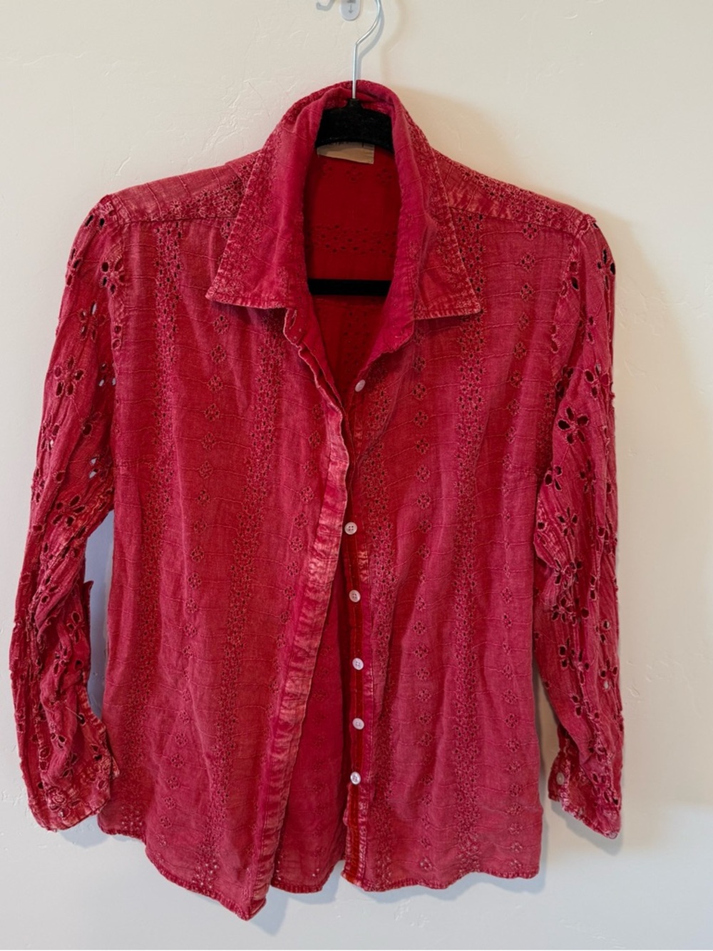 The Nu Vintage Women's Eyelet Button-Front Shirt XL Rodeo Western Cotton